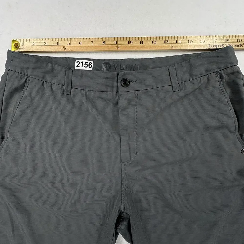 Vuori Meta Shorts Mens 36 Gray Stripe 8 Inseam Stretch Tech Golf Casual V399